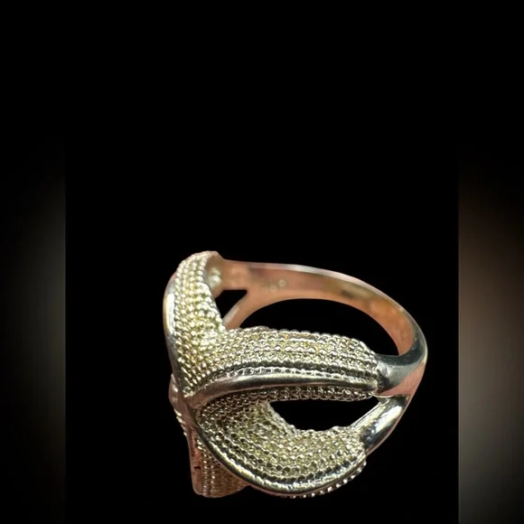 Sterling Silver 925 Starfish Ring Size 7 Textured Decorative Marine Star Fish